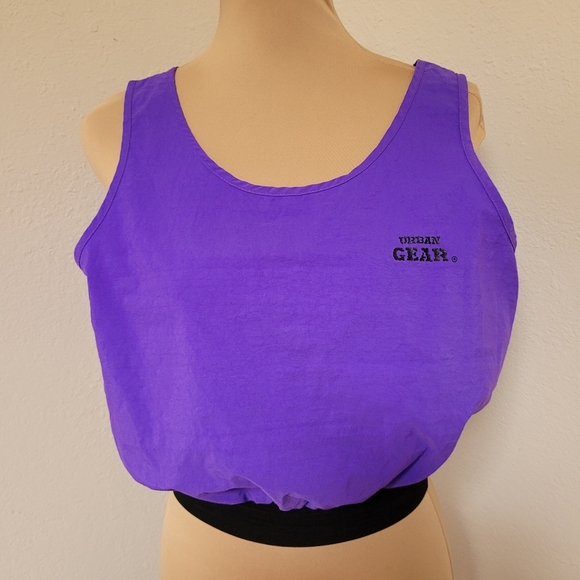 Vintage 90's Nylon Urban Gear Top Black Elastic Waist - Picture 1 of 4